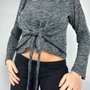 Grey 2 in 1 cardigan jumper (S)