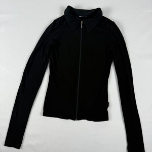 Black zip up tight fit long sleeves top (S)