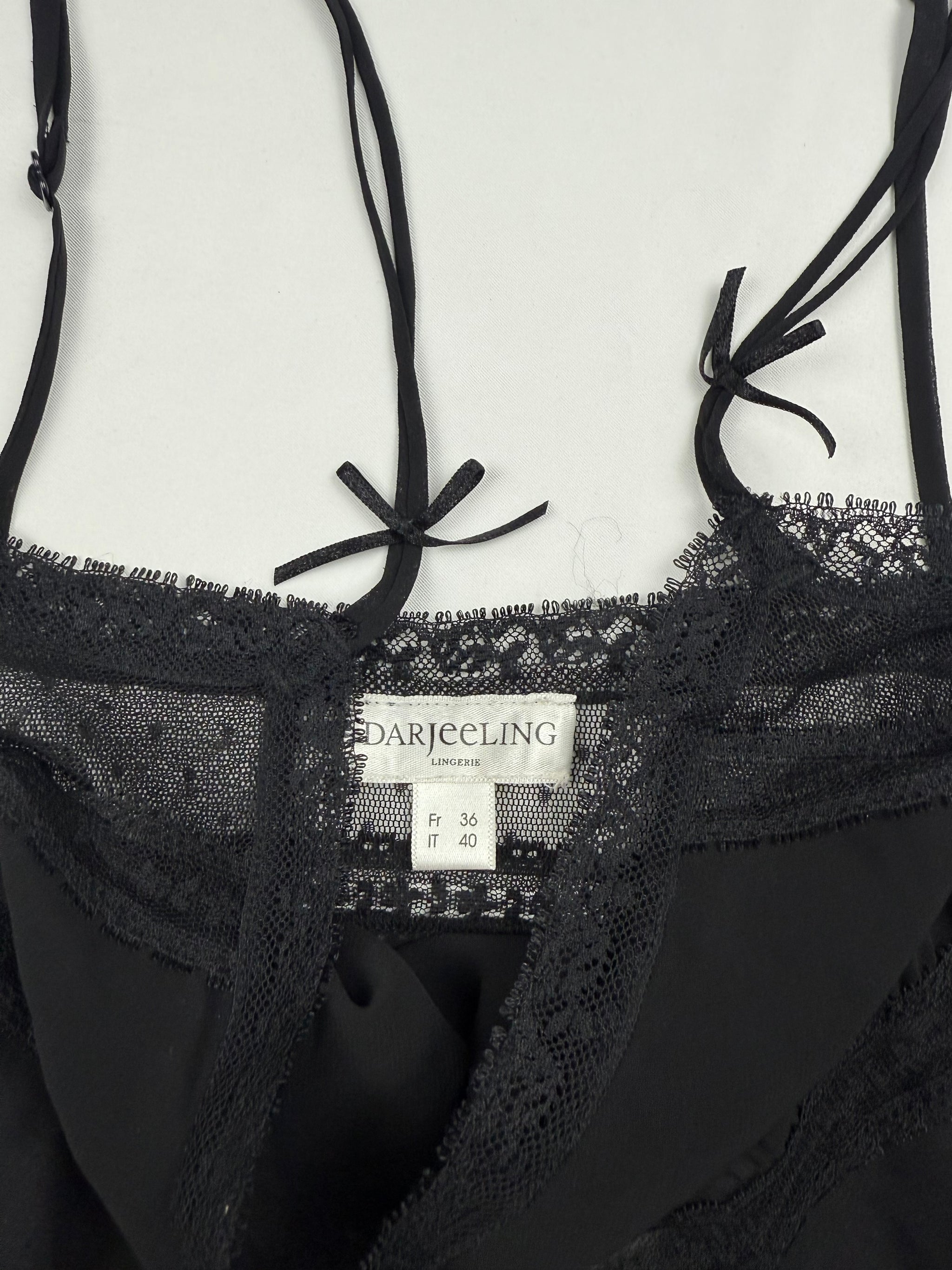 Black mesh babydoll cami top (S)