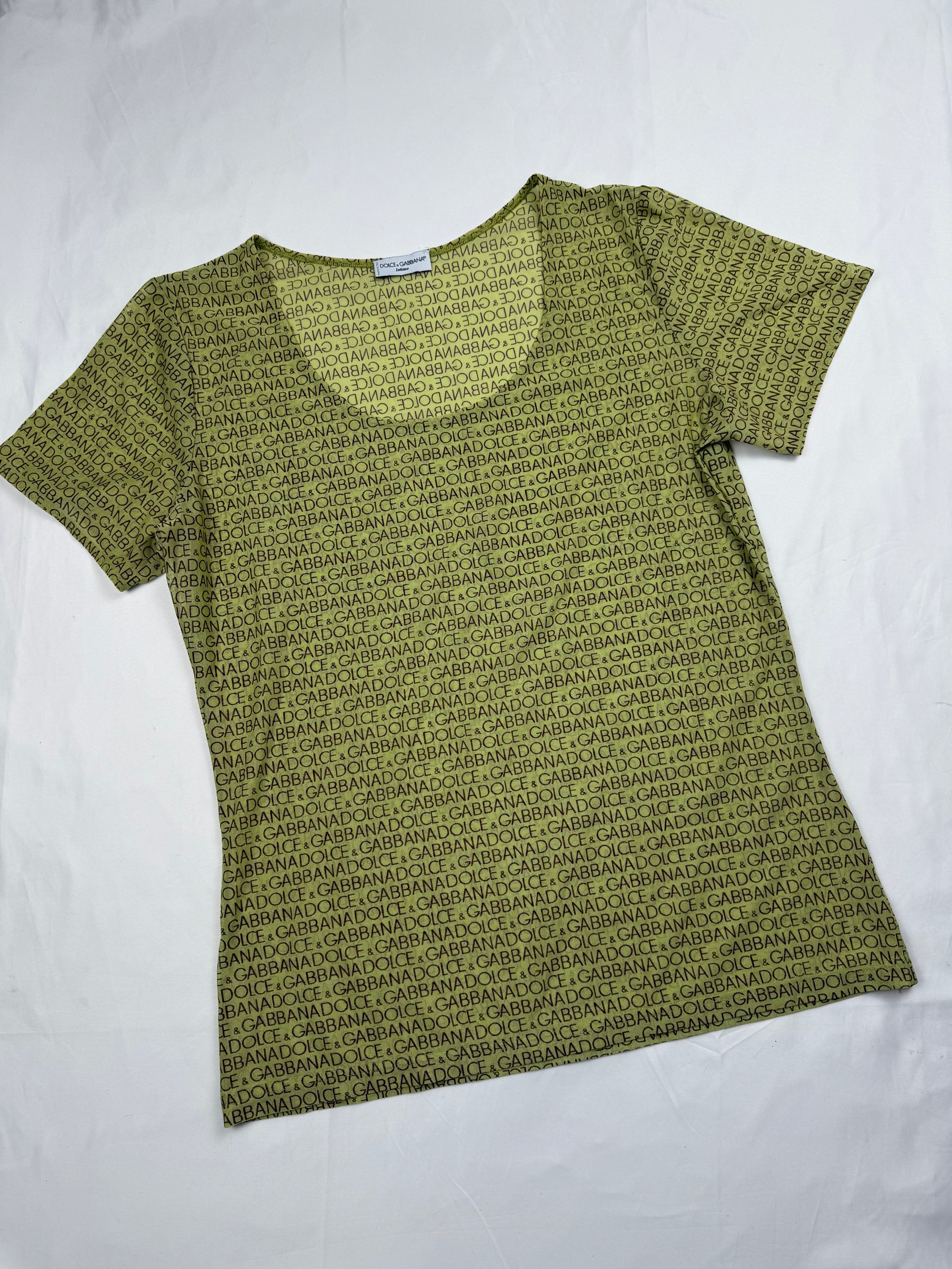Green mesh tight fit logo tee (M/L)