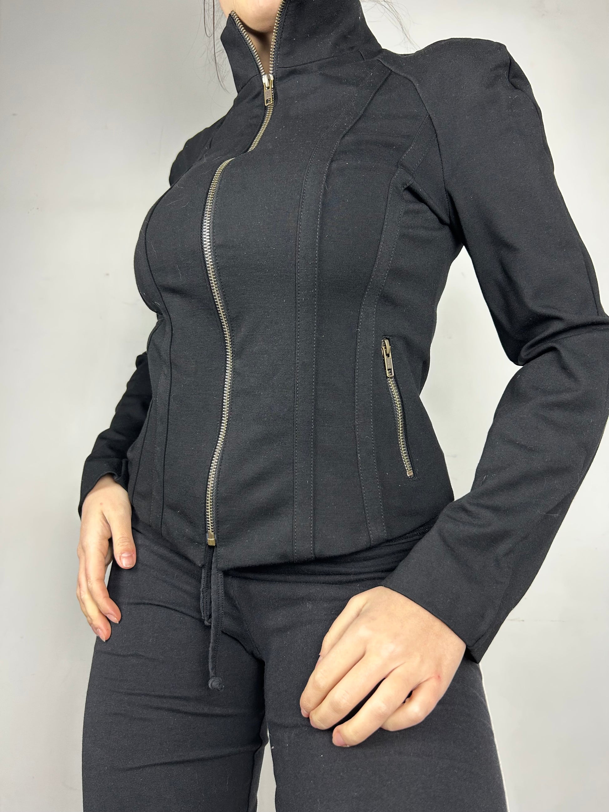 Black zip up office jacket (S/M)