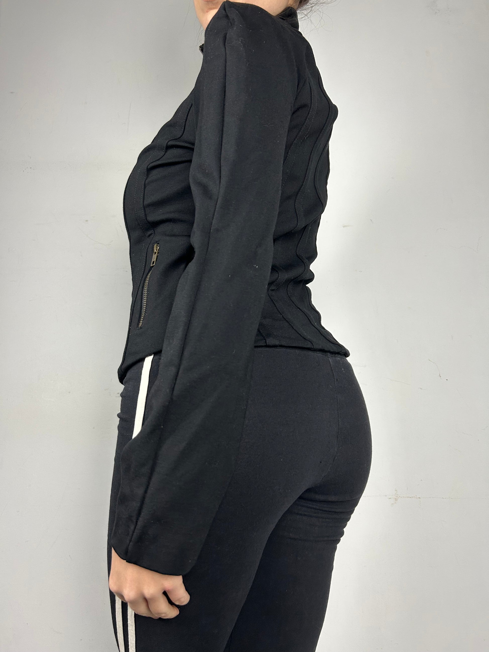 Black zip up office jacket (S/M)