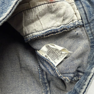 Blue denim zip up biker jacket (S)