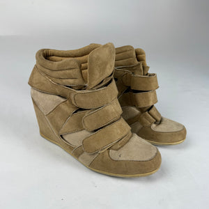 Beige wedge heels sneakers (38)