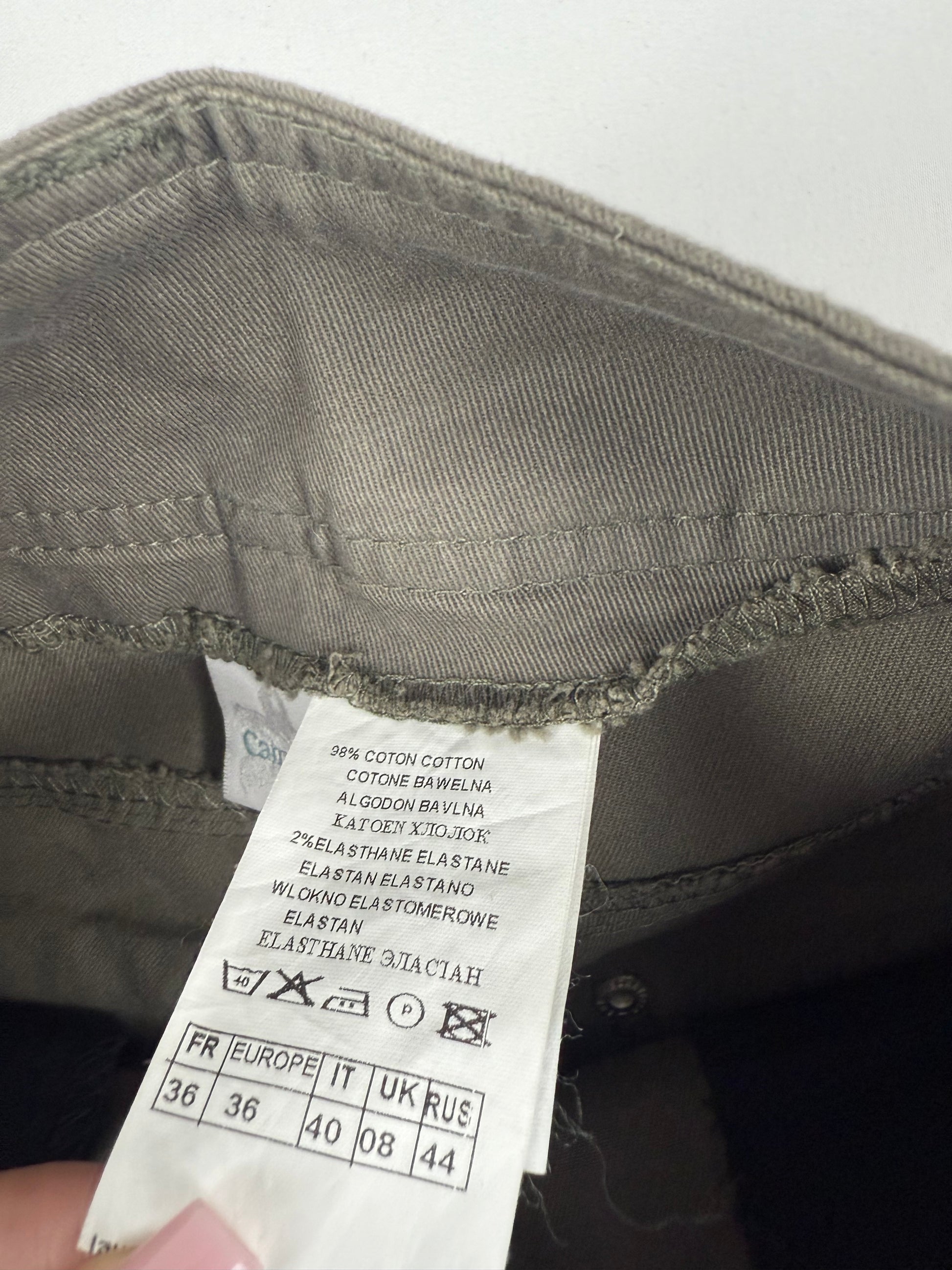 Khaki low rise straight legs denim pants (S)