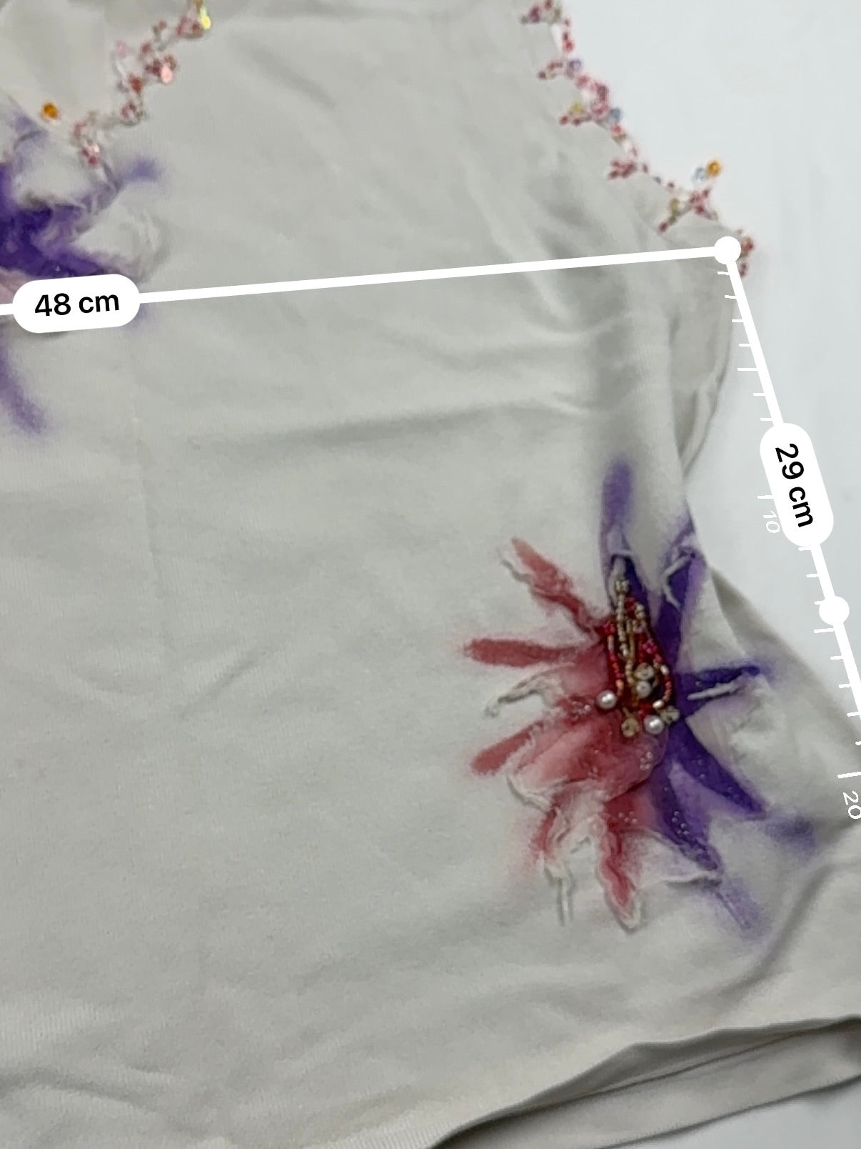 White floral pearls tank top (XL)