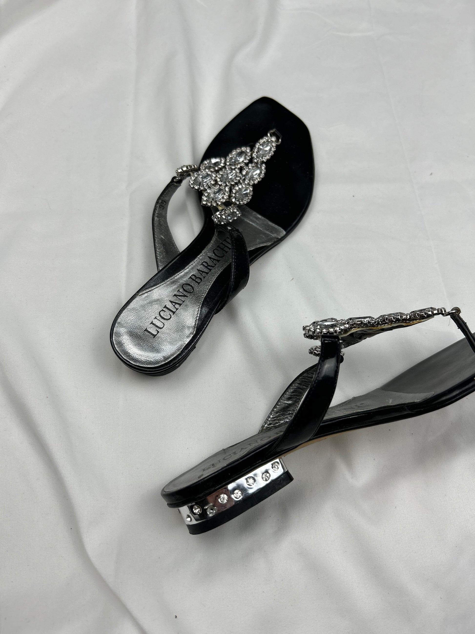Black thong platforms rhinestones flip flop (35)