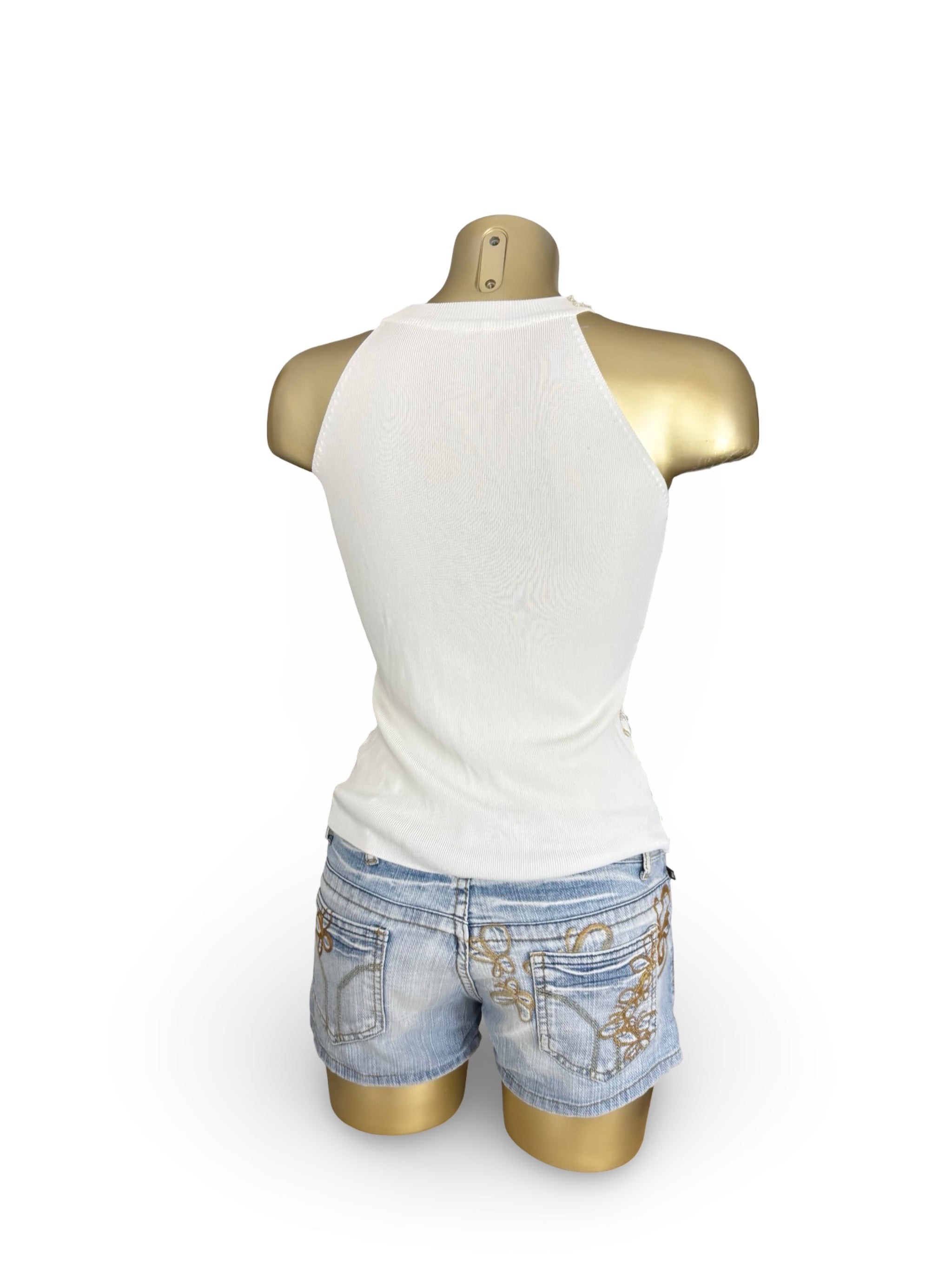 White sequins summer top (S/M)