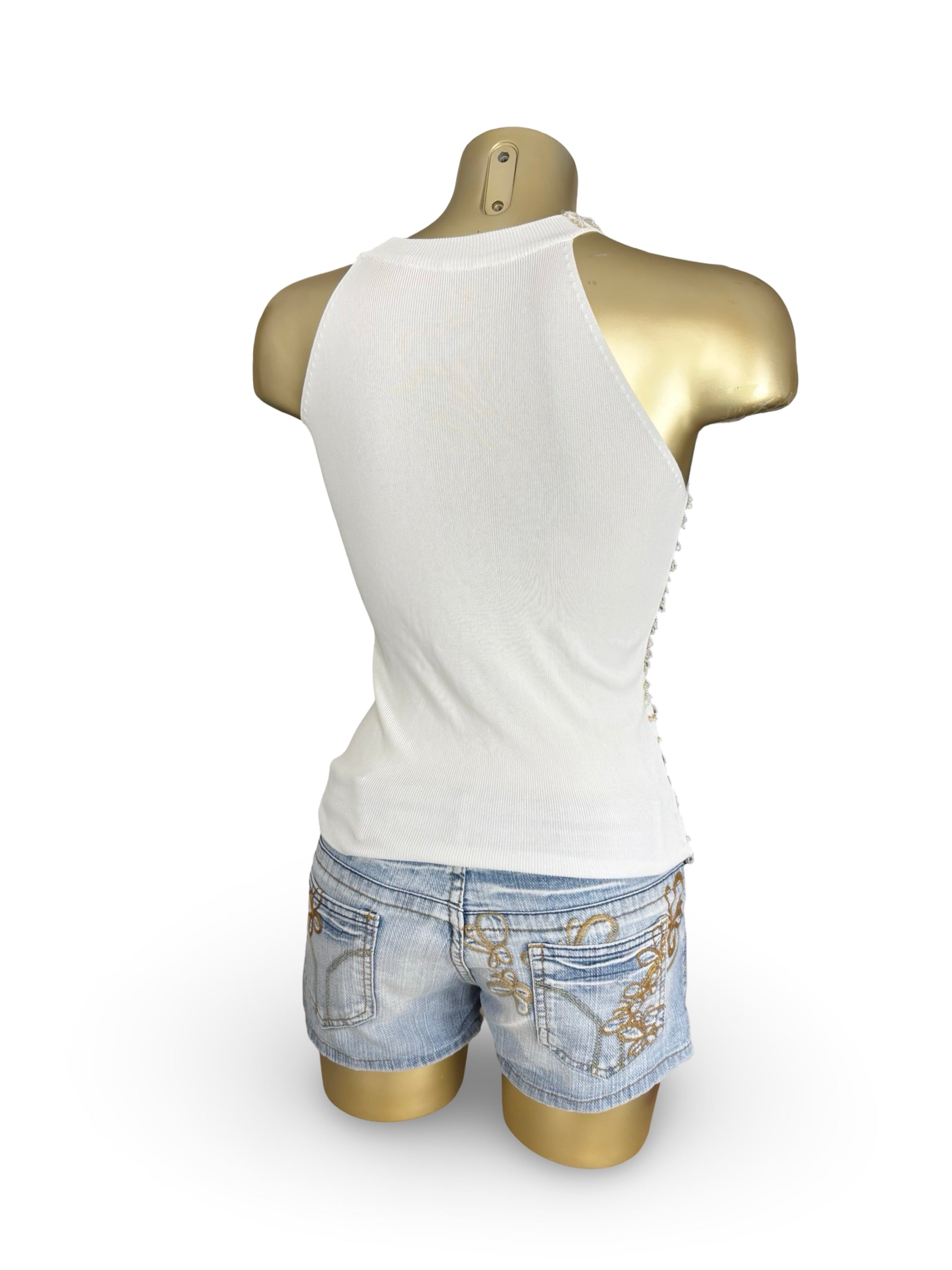 White sequins summer top (S/M)