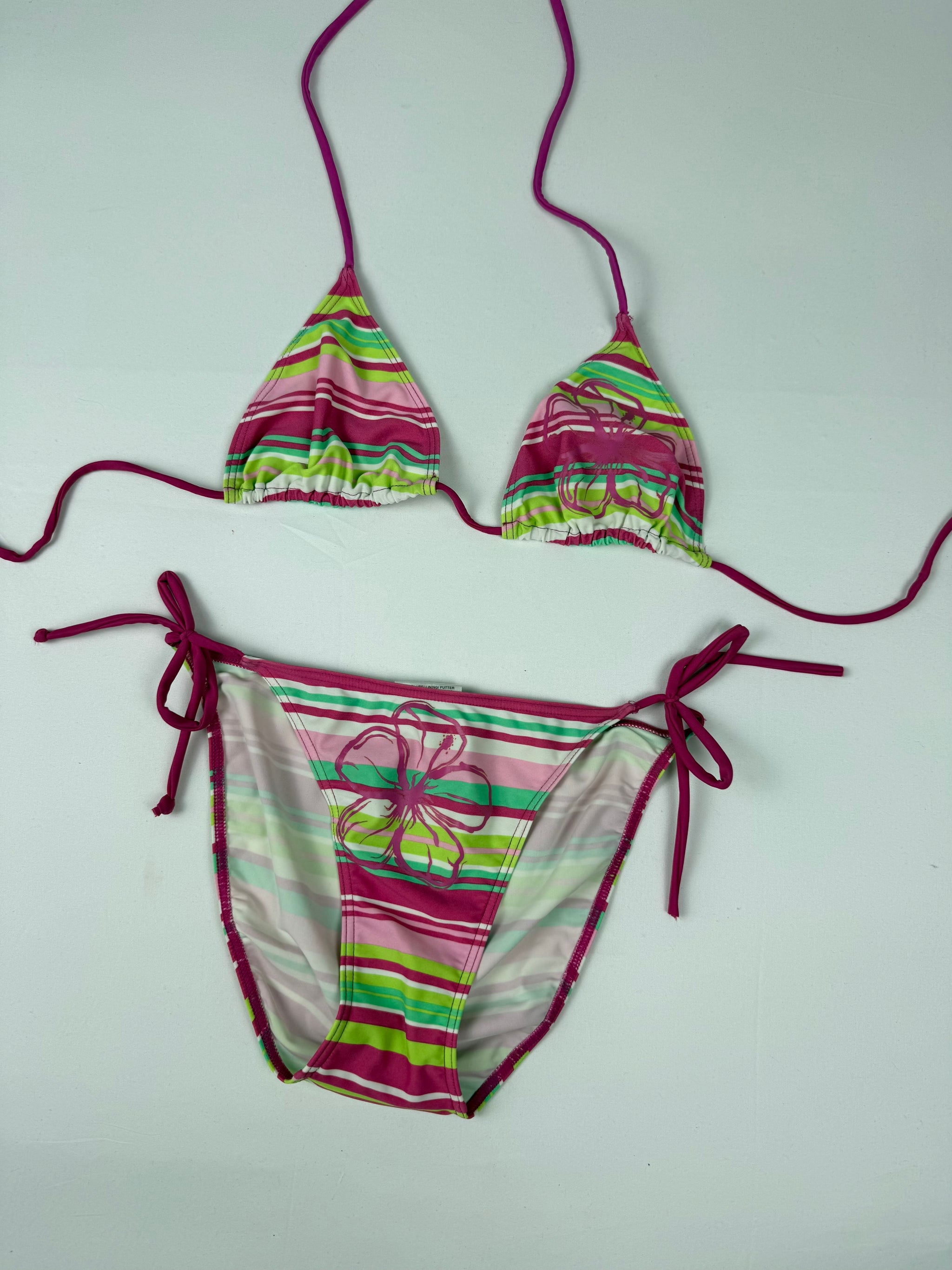 Striped multicolor low rise bikini set (M/L)