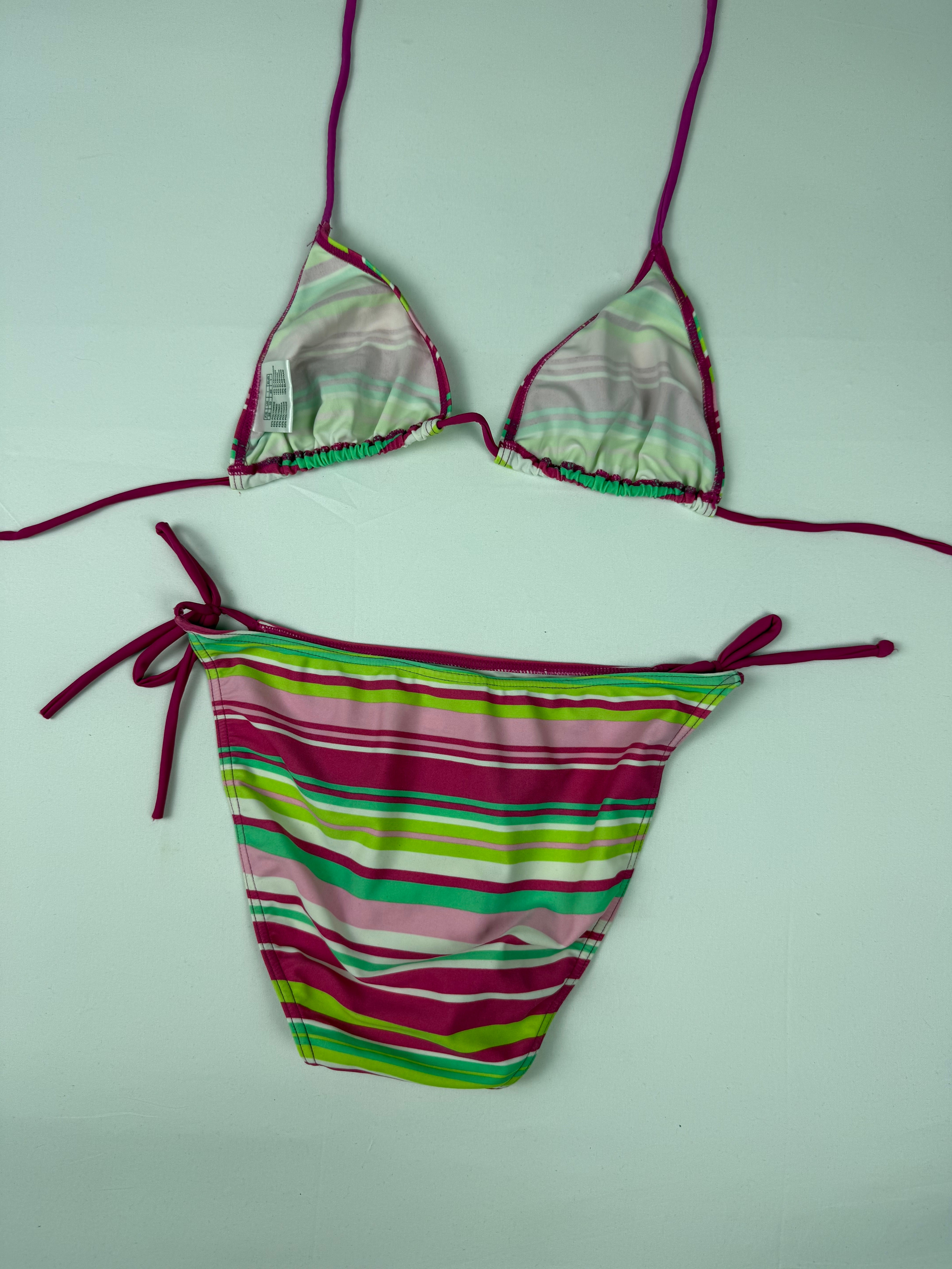 Striped multicolor low rise bikini set (M/L)