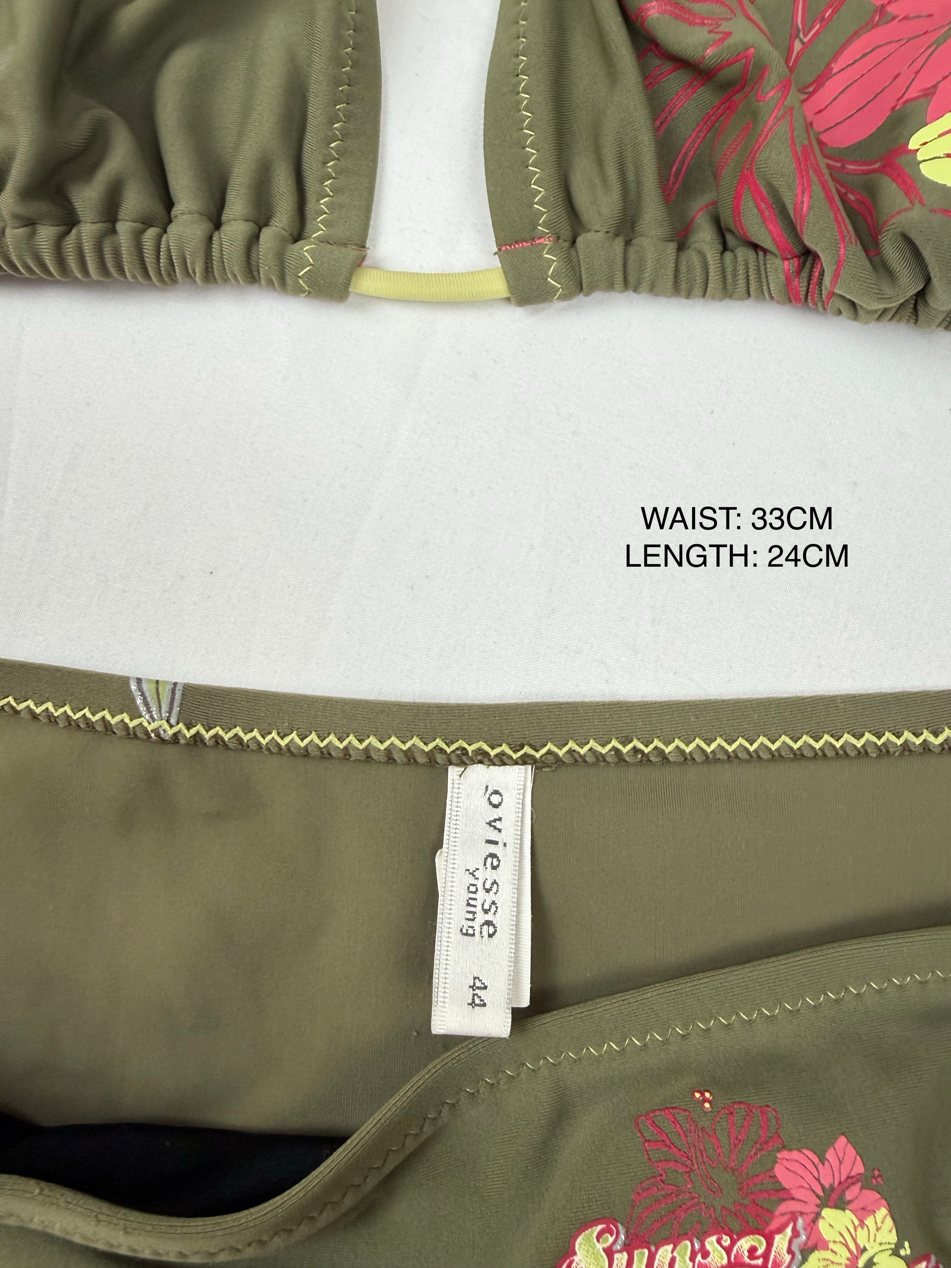 Khaki graphic low rise bikini set (M)