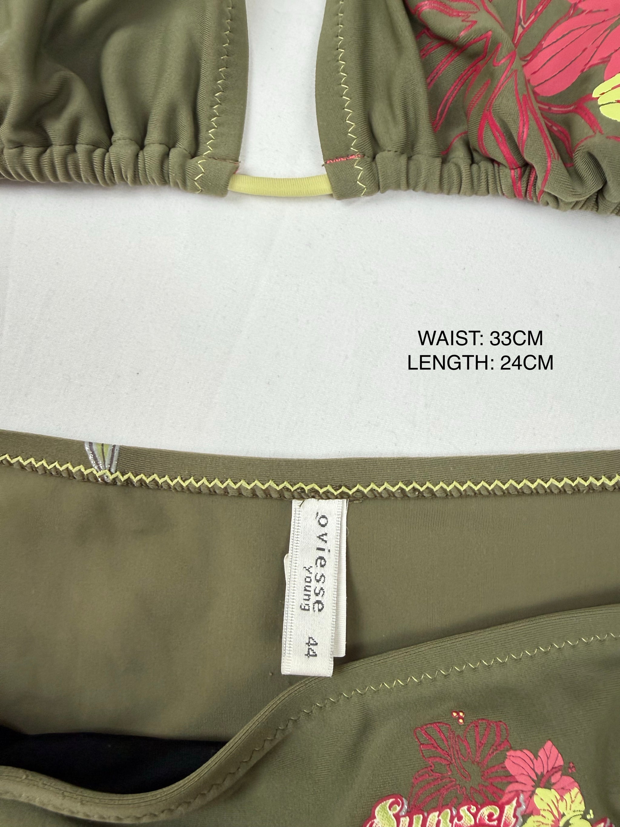Khaki graphic low rise bikini set (M)