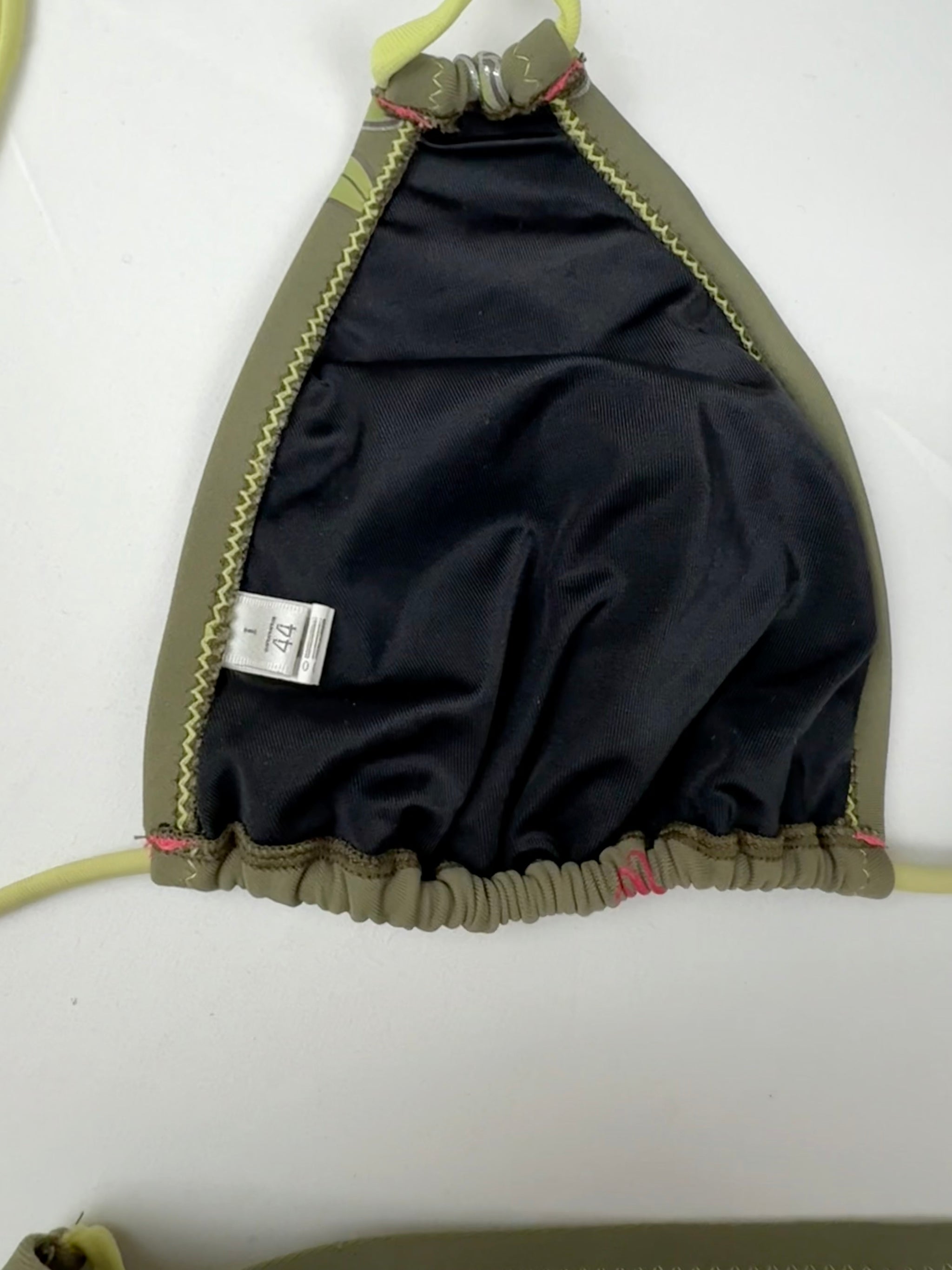 Khaki graphic low rise bikini set (M)