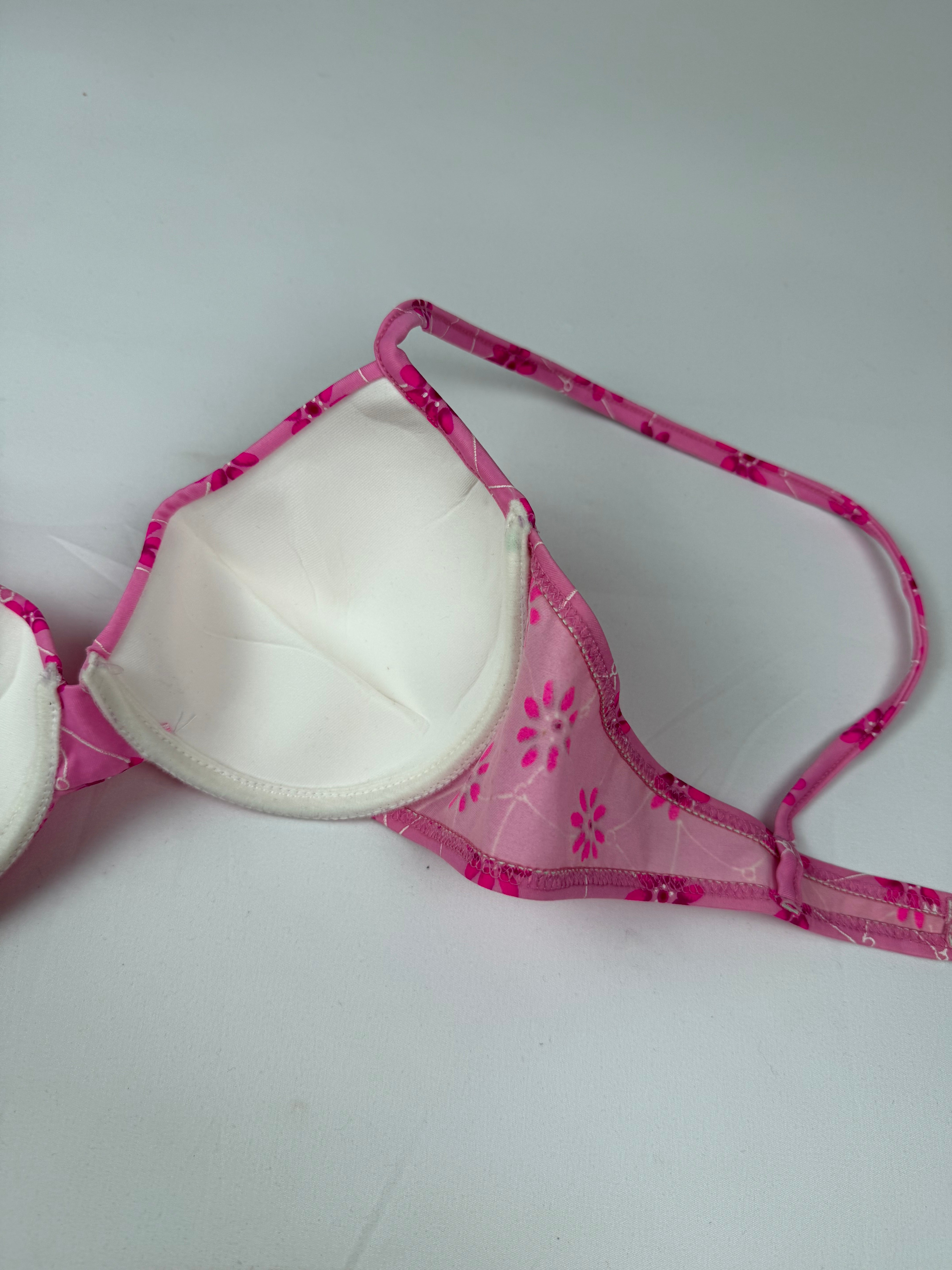 Pink floral low rise bikini set (S/M)