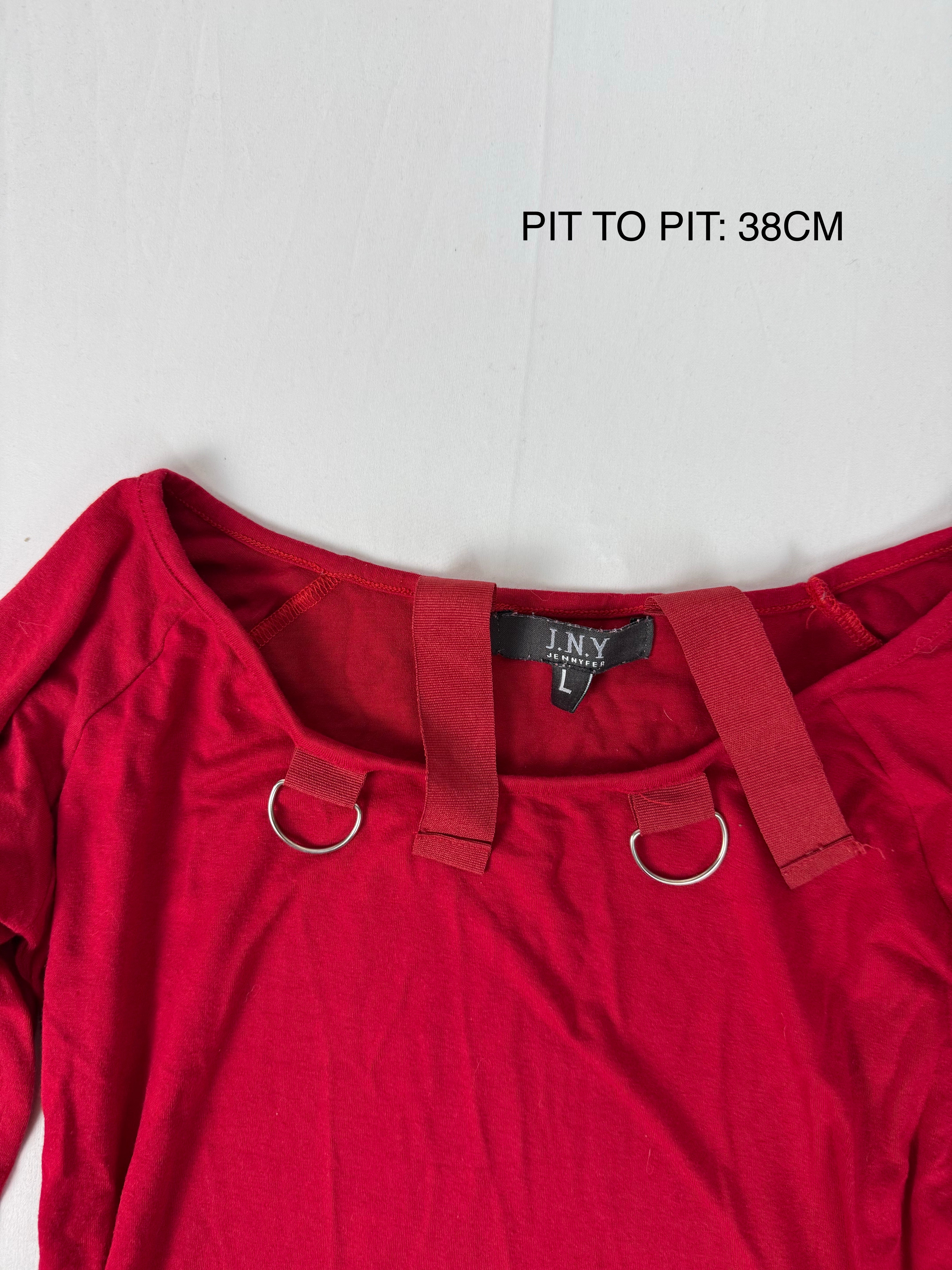 Red stretchy long sleeves top (L)
