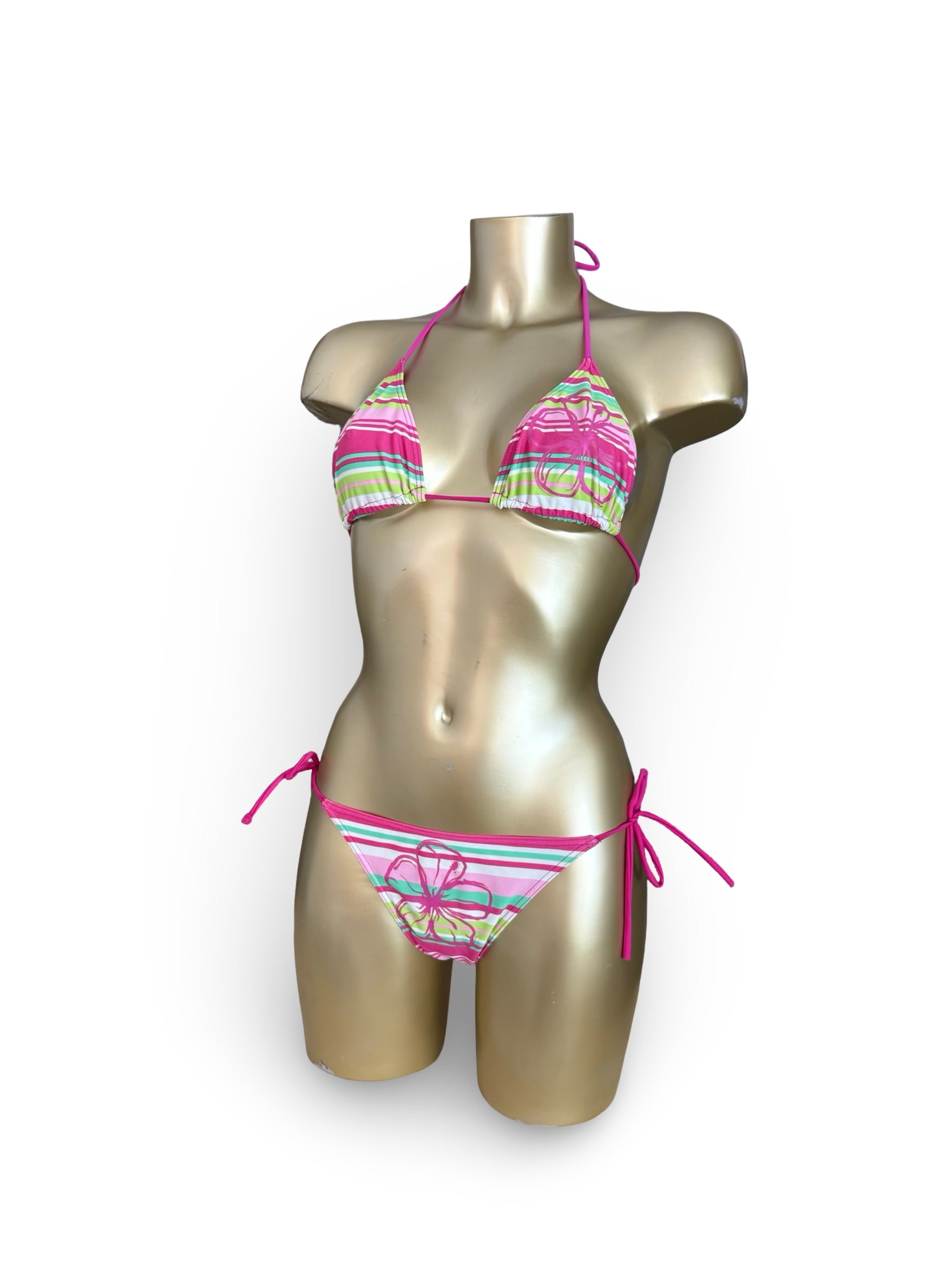 Striped multicolor low rise bikini set (M/L)
