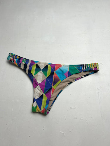 Multicolor graphic print bikini brazilian thong bottom (S)