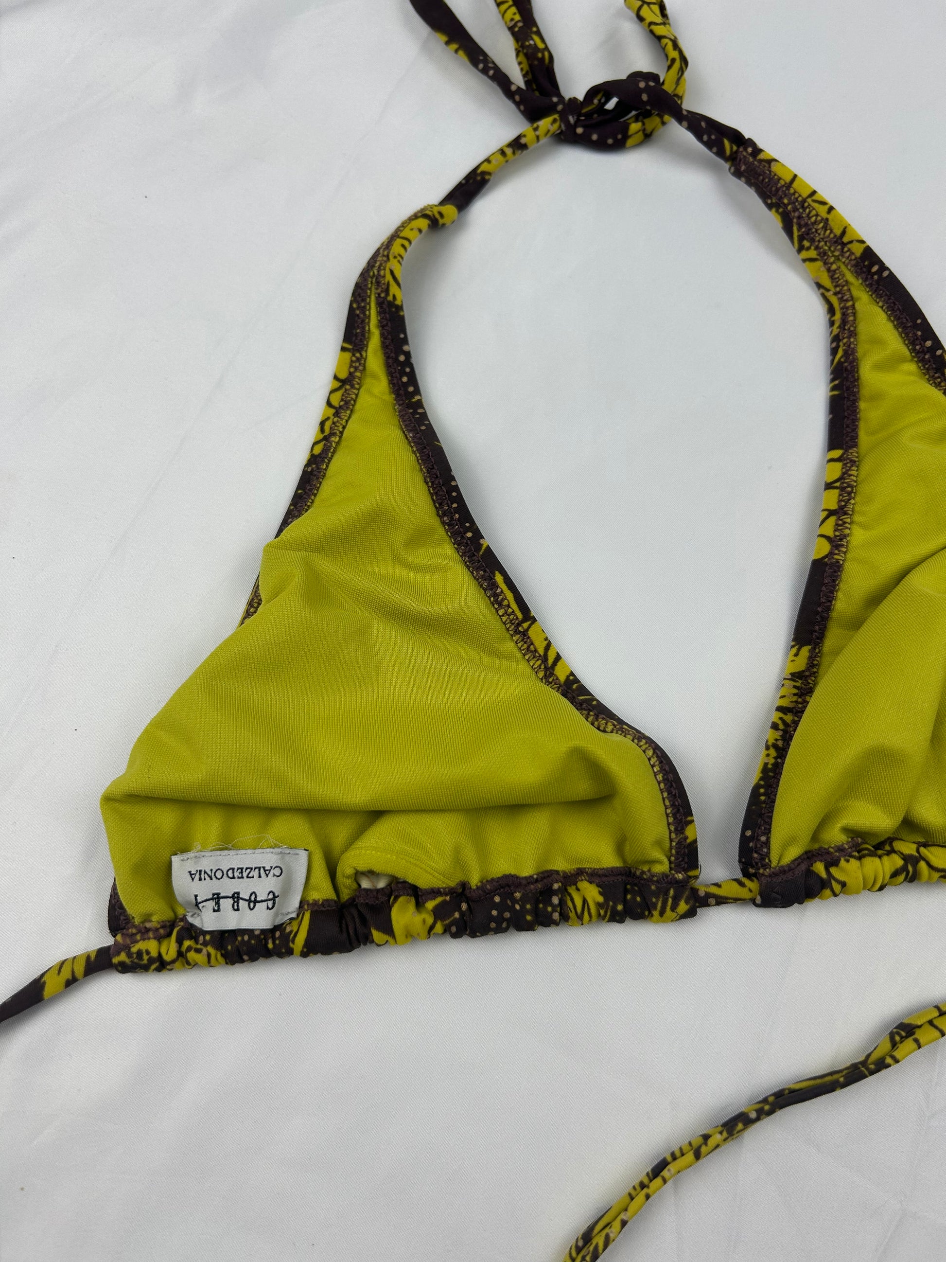 Khaki sequins adjustable bikini top (M)