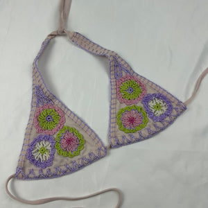 Lilac embroidered bikini top (S/M)