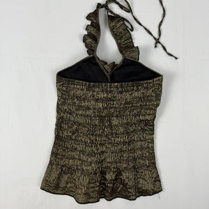 Gold striped halter top (S)