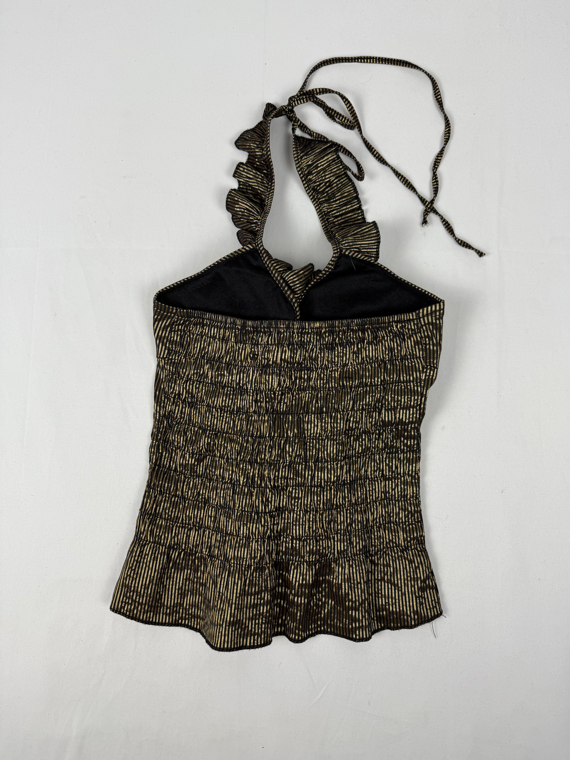 Gold striped halter top (S)