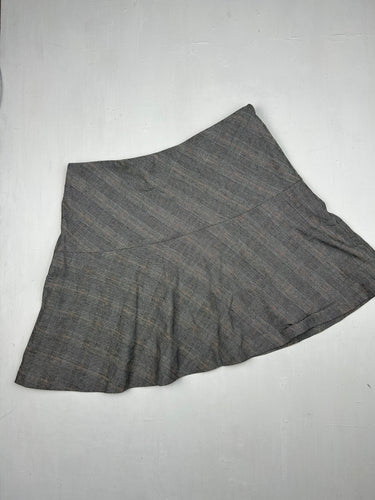 Grey check print low rise mini skirt (S)
