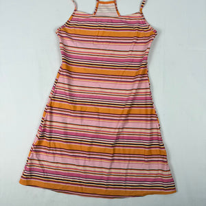 Orange striped lycra mini dress (S/M)