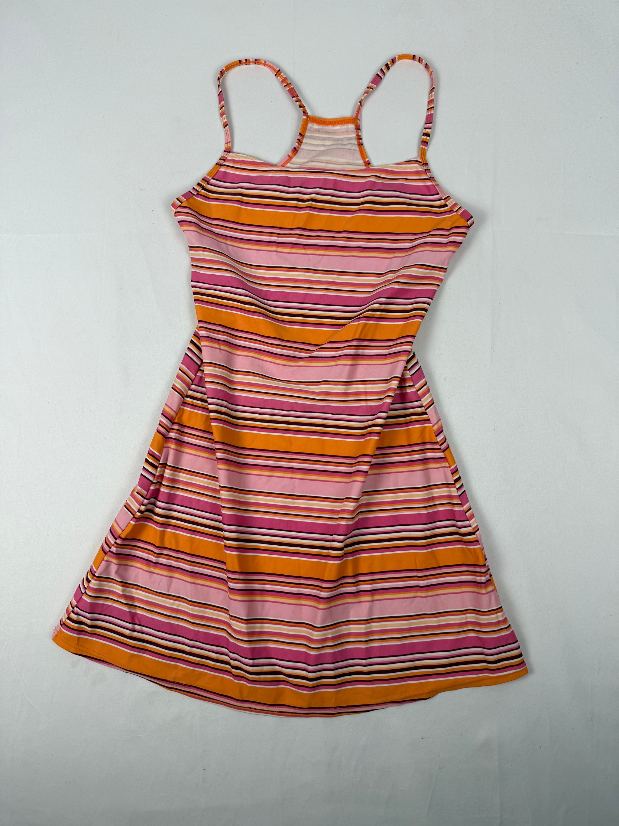 Orange striped lycra mini dress (S/M)