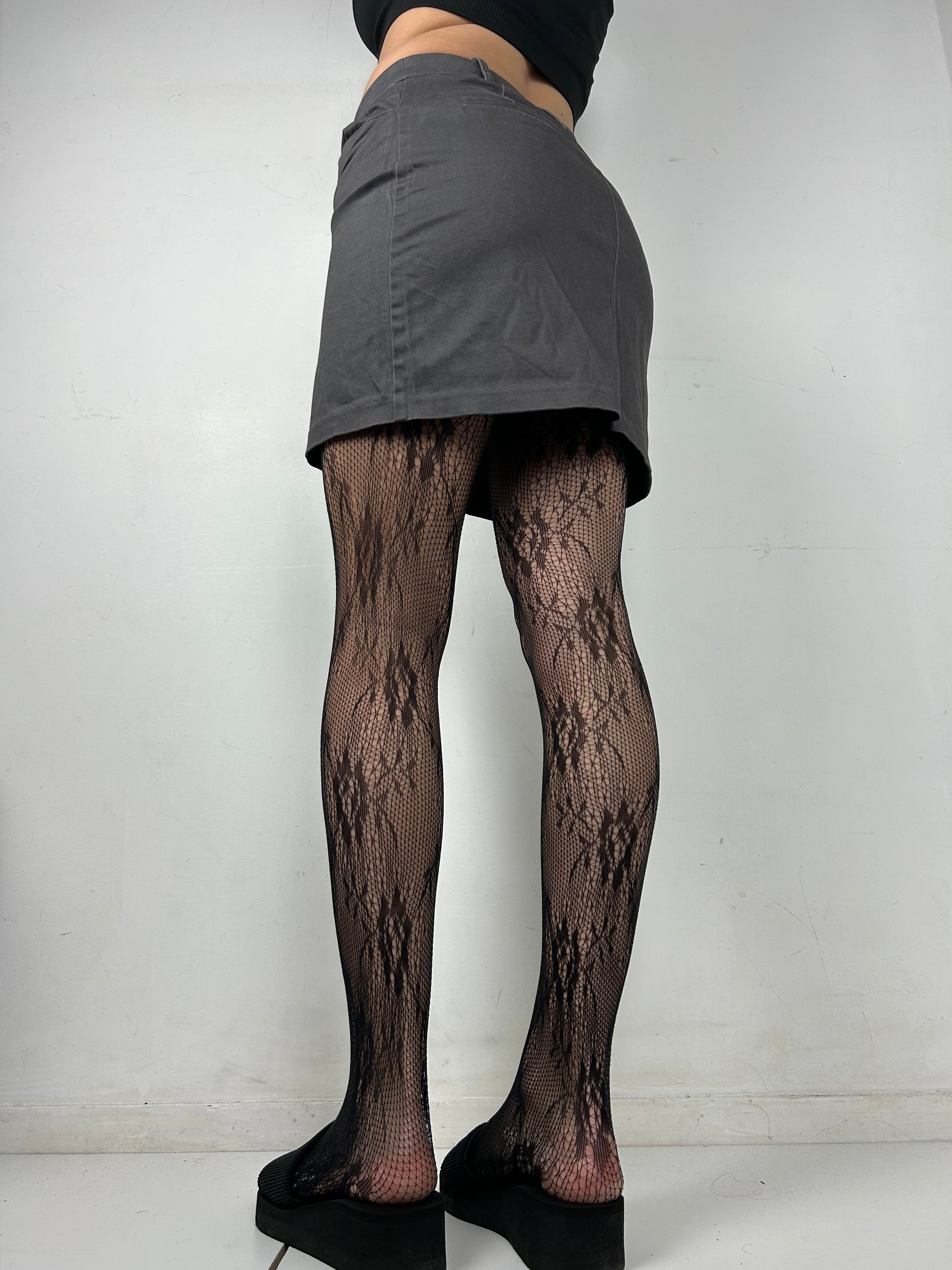 Grey low rise office mini skirt (S/M)