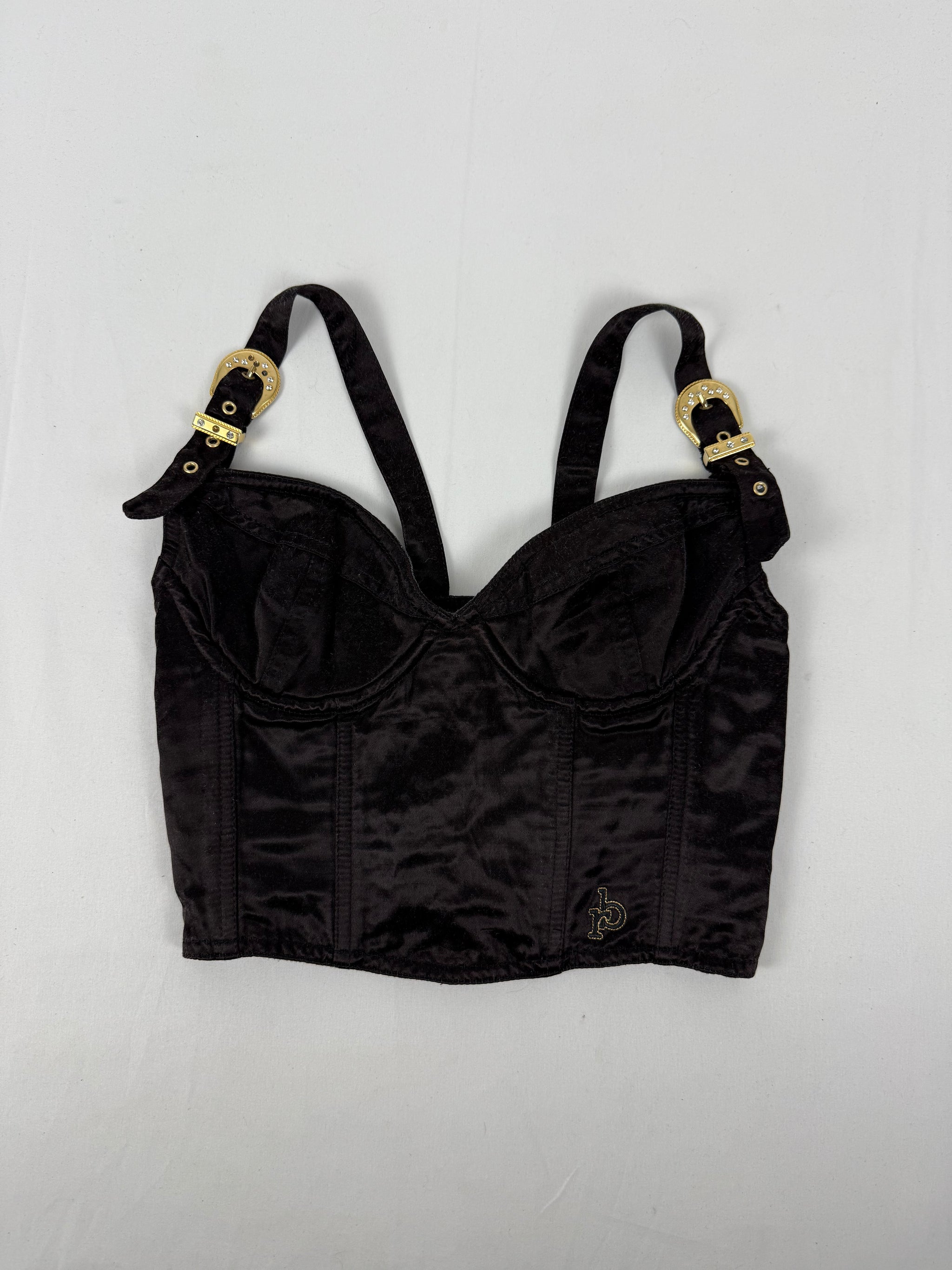 Black buckle belt bustier cami top (S)