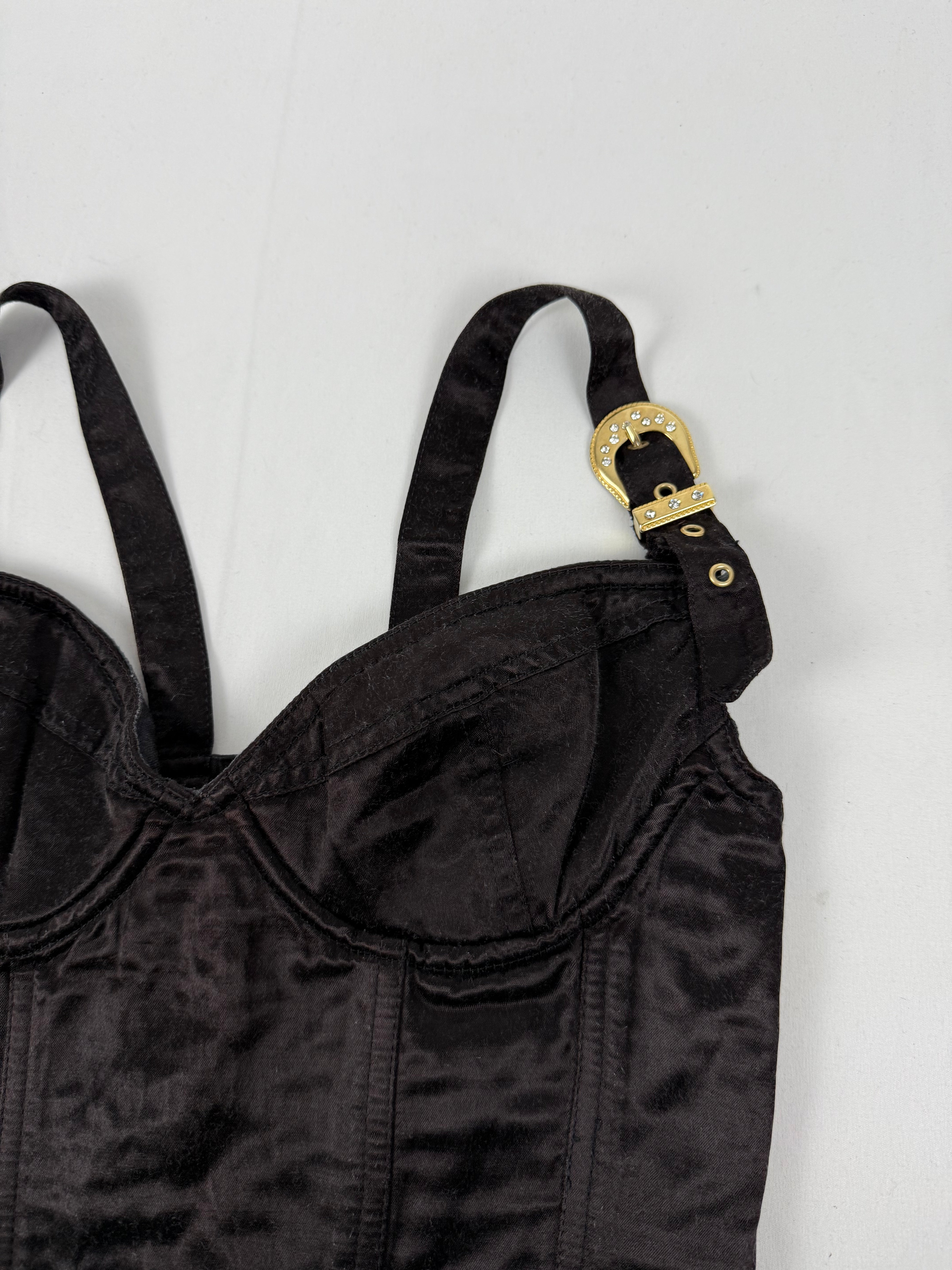 Black buckle belt bustier cami top (S)