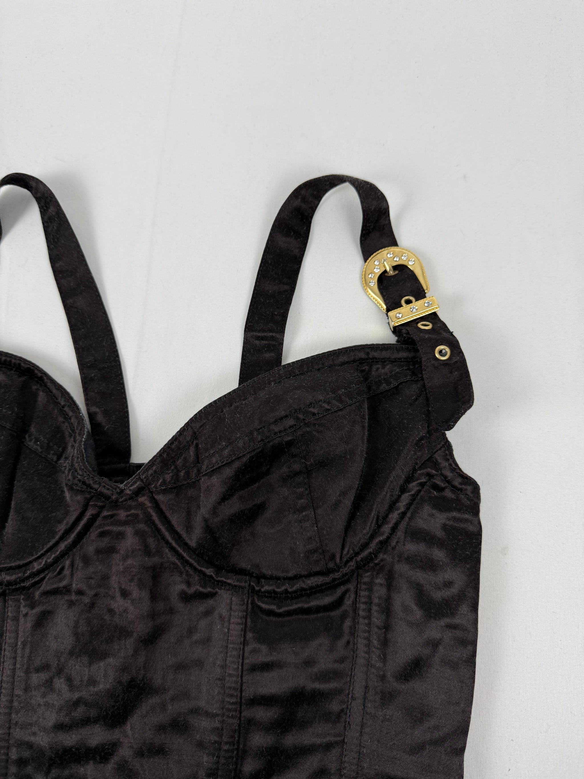 Black buckle belt bustier cami top (S)