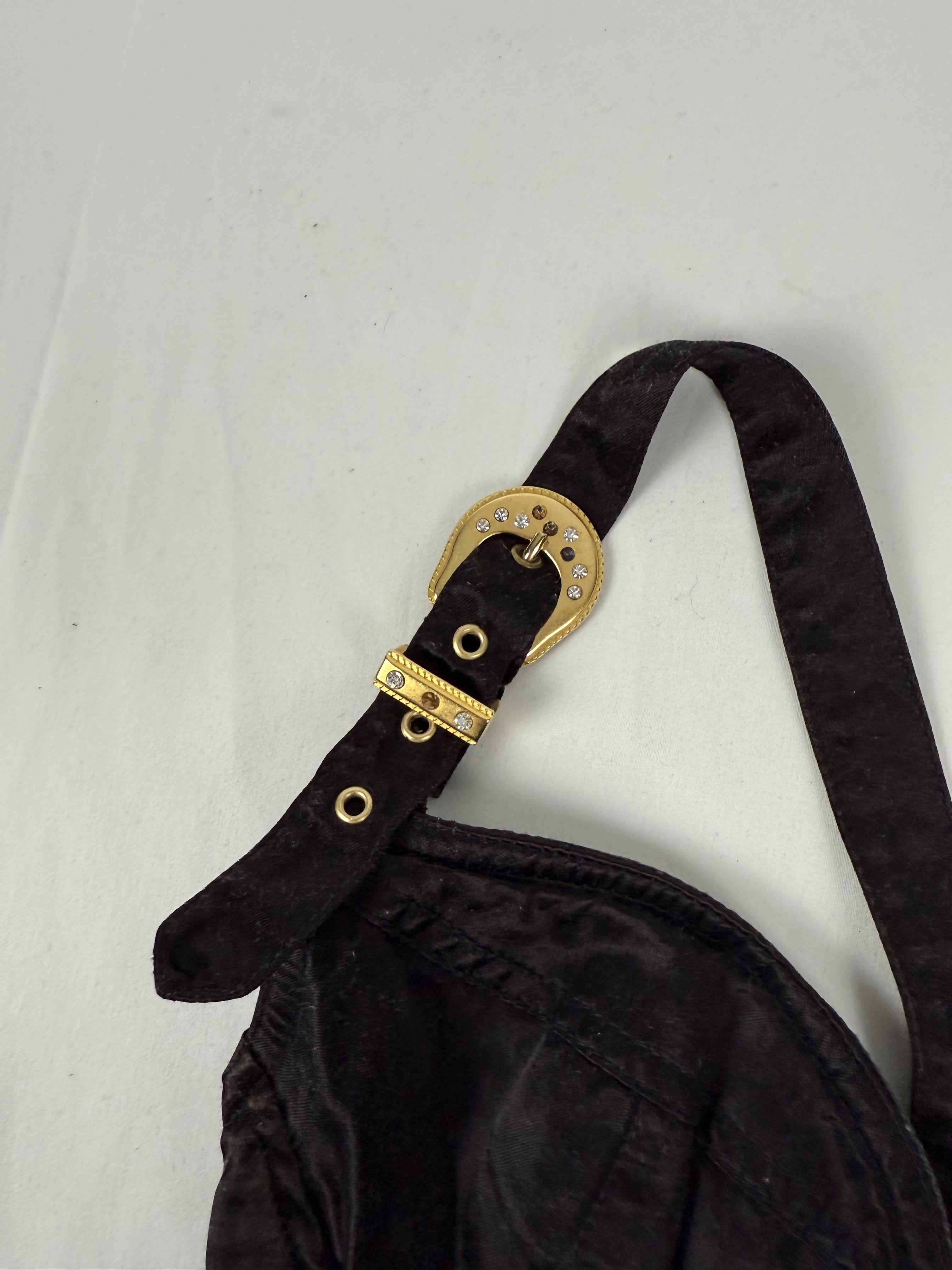 Black buckle belt bustier cami top (S)