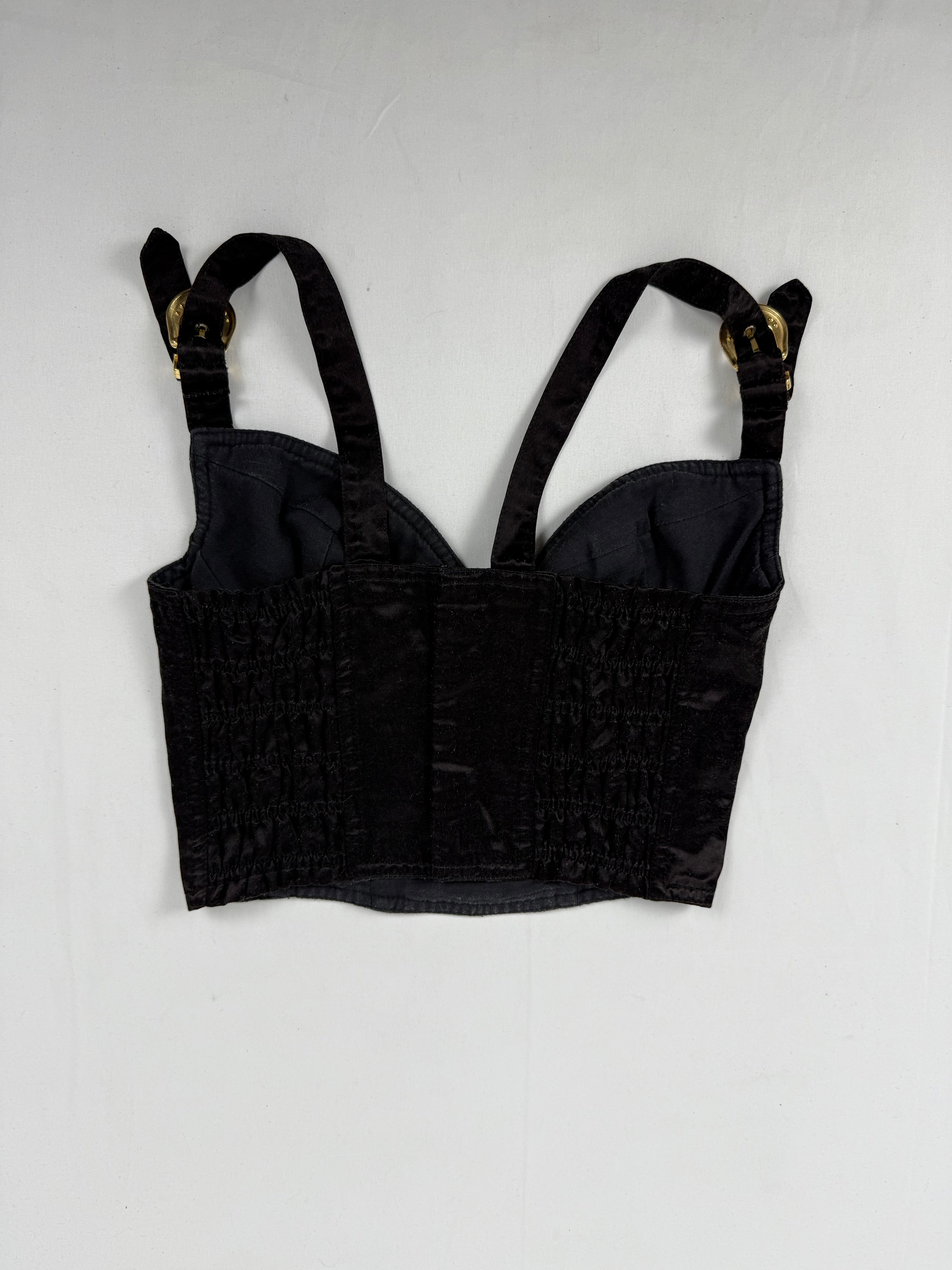 Black buckle belt bustier cami top (S)
