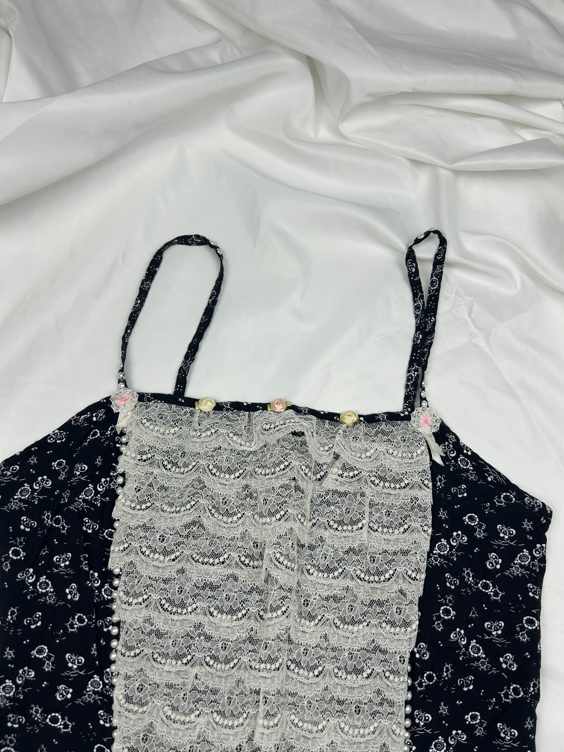 Navy lace detail cami top (M)