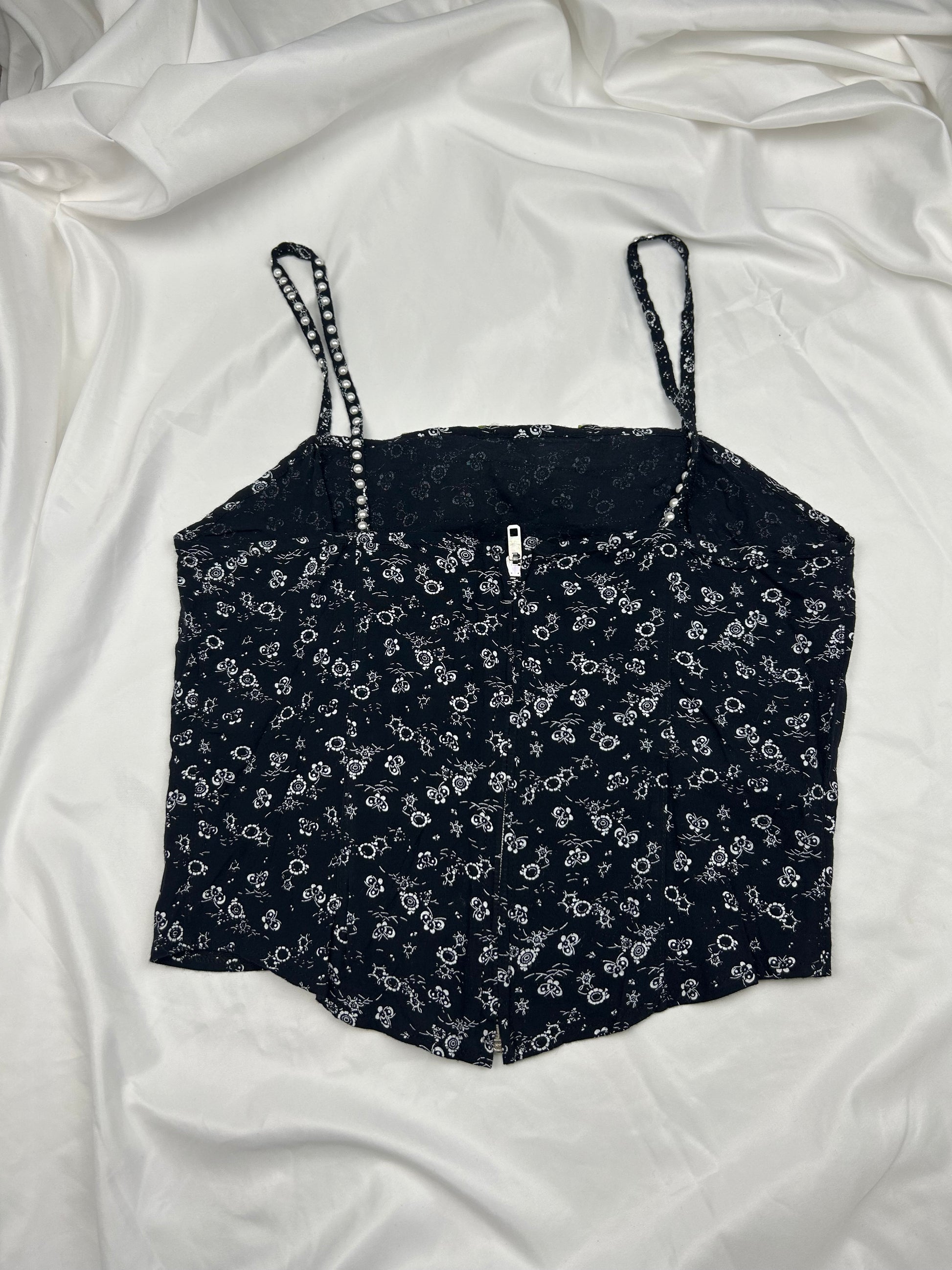 Navy lace detail cami top (M)