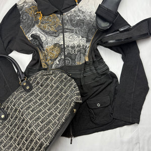 Black patchwork zip up sweatshirt (XXL)
