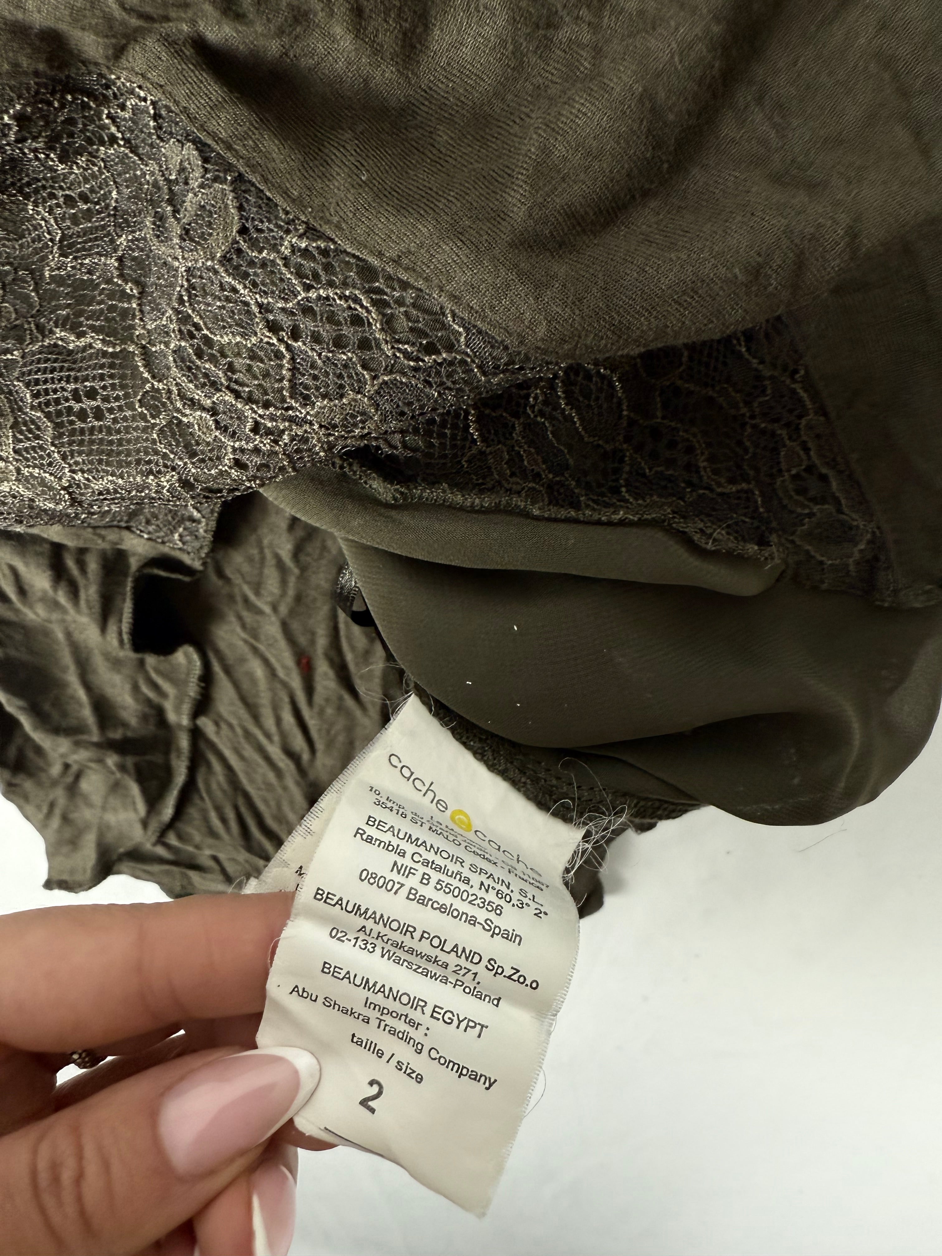 Khaki lace detail cami top (M)