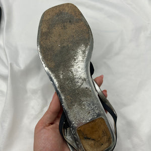 Black flower appliquée summer sandals (37.5)