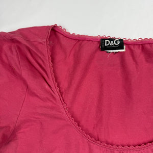 Pink butterfly print cotton stretchy tee (L)