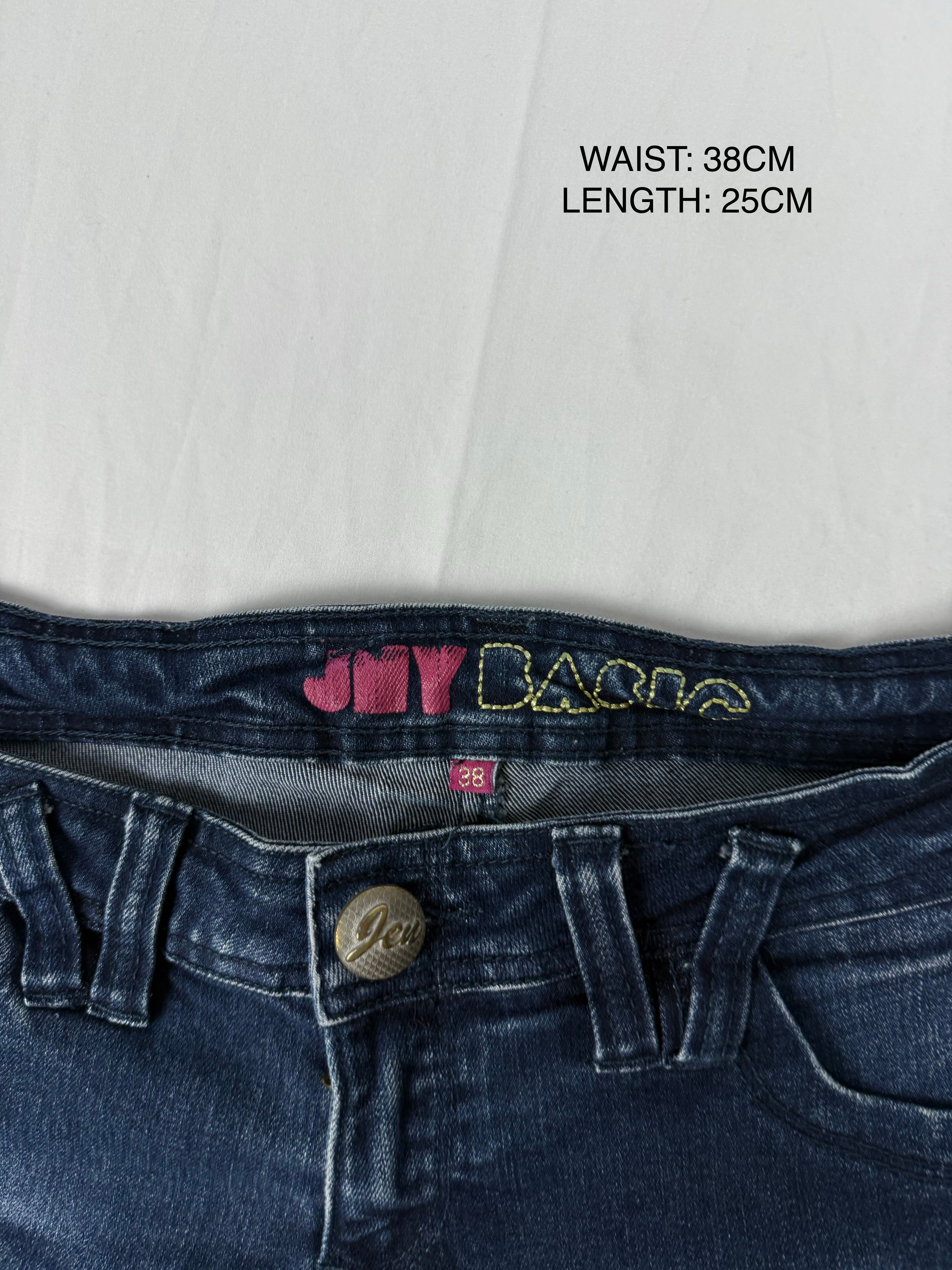 Navy denim low rise mini short (M)