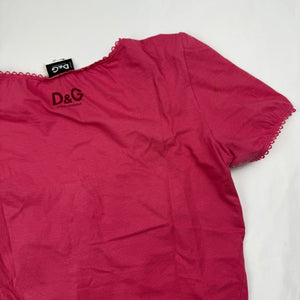 Pink butterfly print cotton stretchy tee (L)