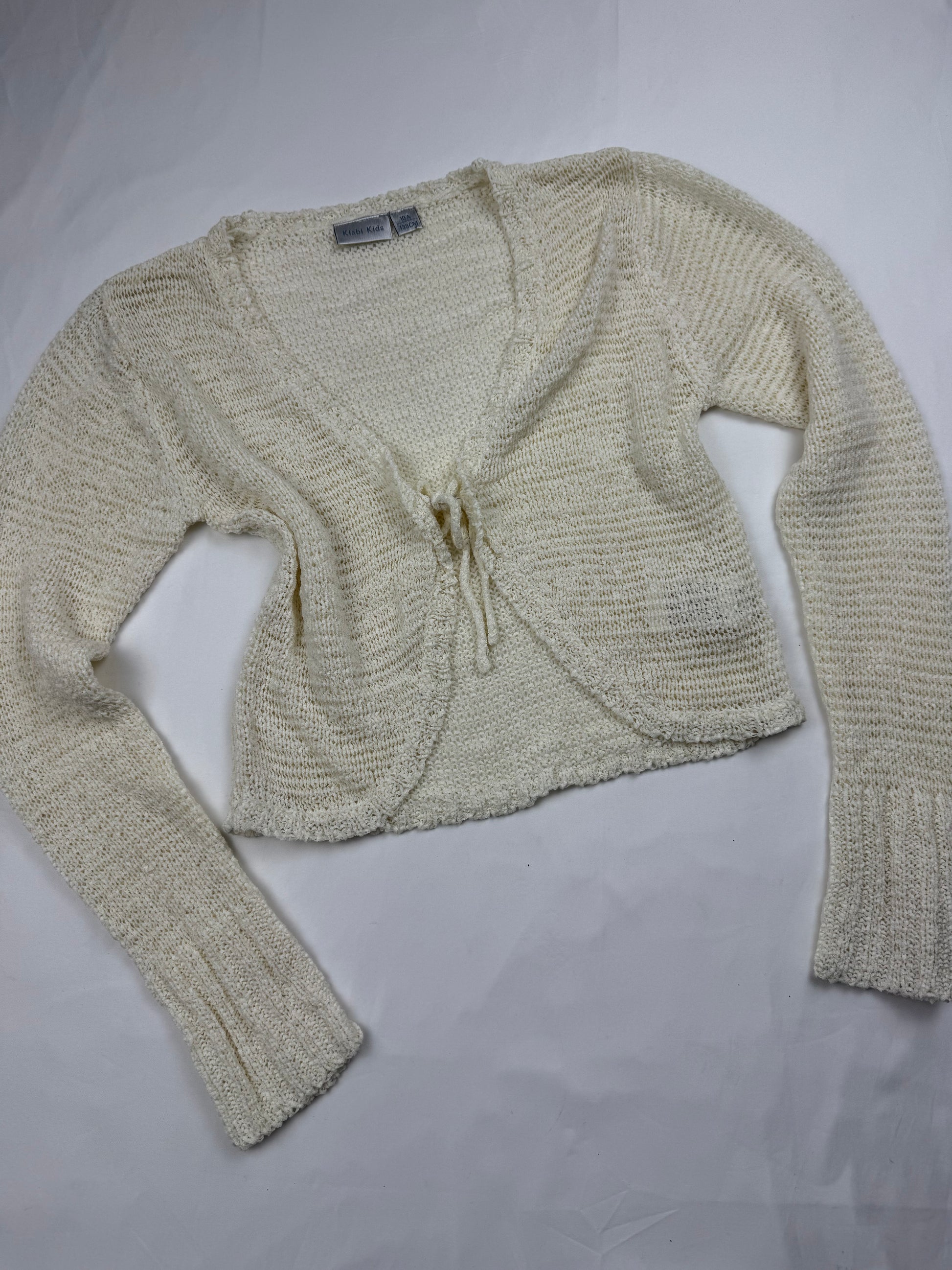 Cream knitted tie up bolero jumper (XS)