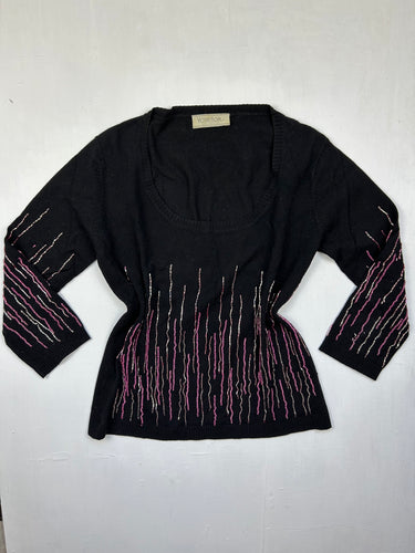 Black sequins 3/4 long sleeves top (S/M)