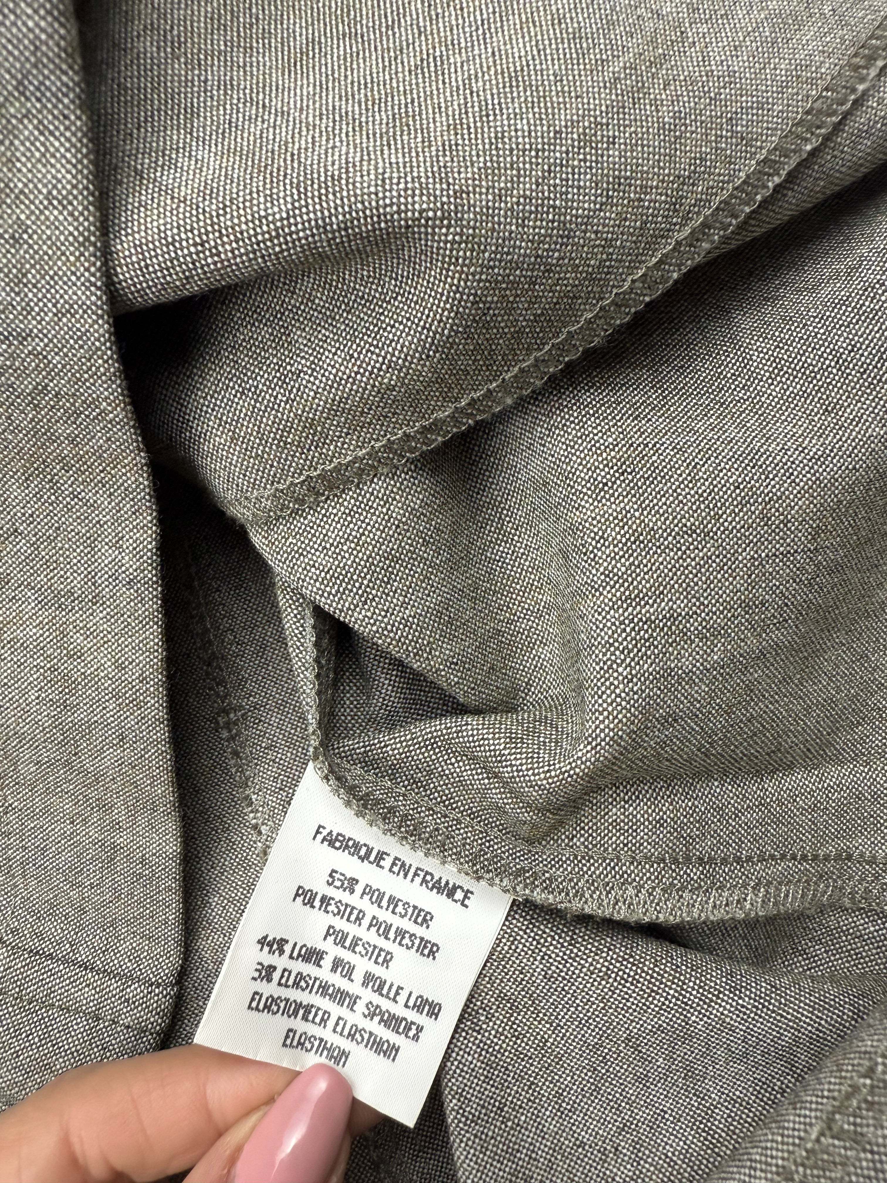 Khaki zip up office blazer jacket (L)
