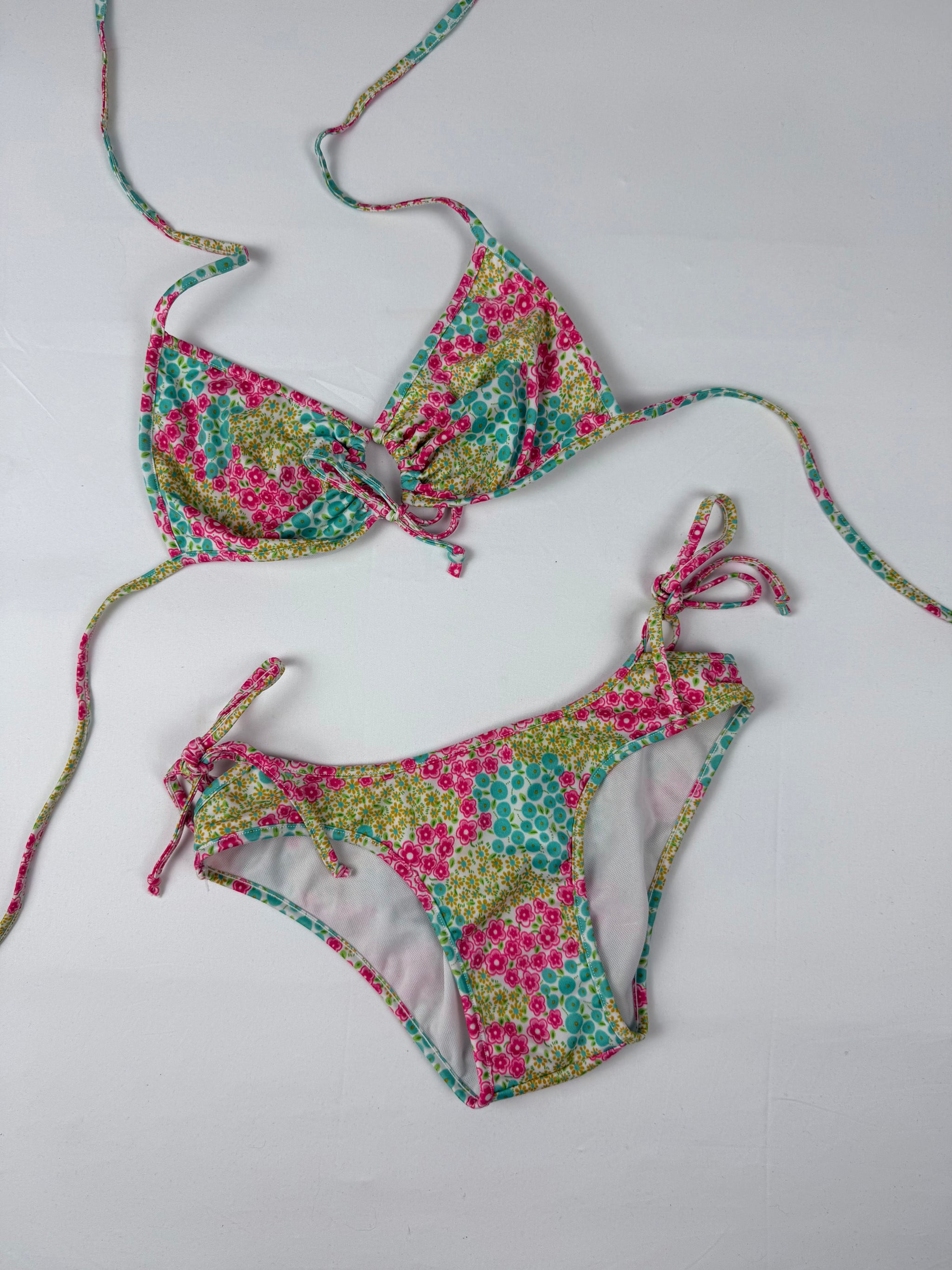 Multicolor floral low rise bikini set (XS)