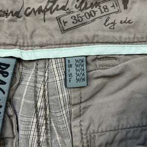 Brown check print low rise baggy pants (M)