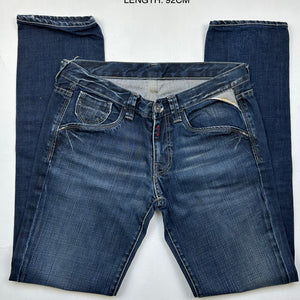 Navy blue low rise straight legs denim pants (S)