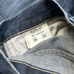 Navy blue low rise straight legs denim pants (S)